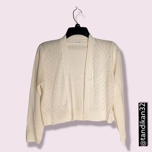 Calvin Klein Beige with Shining Silver Beads  Sweater Women